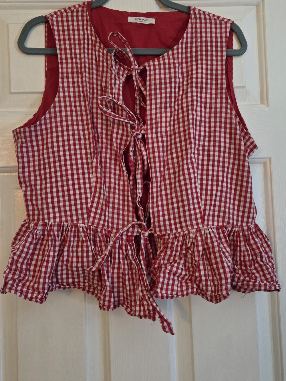 Peppermayo Red Lined Garment with White Label
